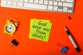 God save me from idiots - message on office workplace Royalty Free Stock Photo