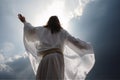 Risen Jesus Christ ascending to bright heavens, God concept. Generative Ai Royalty Free Stock Photo