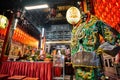 God statue in traditional old oriental chinese temple in Taiwan