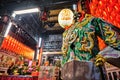 God statue in traditional old oriental chinese temple in Taiwan