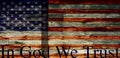 IN GOD WE TRUST, Textured Faded American Flag with Cross