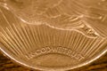 In God We Trust (words) on US Gold Coin Saint-Gaudens Royalty Free Stock Photo