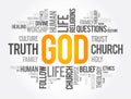 GOD word cloud collage, religion concept background Royalty Free Stock Photo