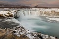 Godafoss, god`s waterfall in Iceland at winter Royalty Free Stock Photo