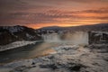 Godafoss, god`s waterfall in Iceland at winter Royalty Free Stock Photo