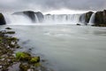 Godafoss (waterfall of the gods) captured from the shore, Iceland