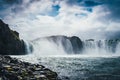 Godafoss waterfall in Iceland with cloudy sky Royalty Free Stock Photo