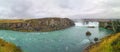 Godafoss waterfall in Iceland panorama of plunge pool turquoise water Royalty Free Stock Photo
