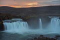 The Godafoss Waterfall of Iceland at Sunset Royalty Free Stock Photo