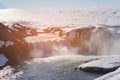 Godafoss waterfall natural winter season Royalty Free Stock Photo