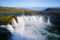 Godafoss waterfall and rainbow, Iceland Landscape Royalty Free Stock Photo