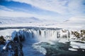 Godafoss waterfall un winter, Iceland Royalty Free Stock Photo