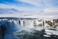 Godafoss waterfall un winter, Iceland Royalty Free Stock Photo