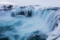 Godafoss Waterfall Winter Landscape Royalty Free Stock Photo