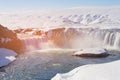 Godafoss waterfall in winter season, Iceland Royalty Free Stock Photo