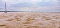Godavari river floods water flowing through Dowleswaram , Rajahmundry, Andhrapradesh