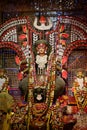 Goddess devi Durga idol decorated at a puja pandal in Kolkata, West Bengal, India. Durga Puja is one of the biggest religious