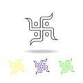 Goddess Diwali laxmi Sarasvati swastika colored icons on white background. Diwali Hindu festival Indian Holidays elements for