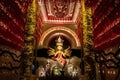 Goddess Durga devi idol decorated at puja pandal in Kolkata, West Bengal, India. Durga Puja is the biggest religious festival of Royalty Free Stock Photo