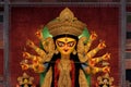 Goddess Durga devi idol decorated at puja pandal in Kolkata, West Bengal, India. Durga Puja is biggest religious festival of Royalty Free Stock Photo