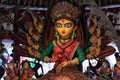 Goddess Durga devi idol decorated at puja pandal in Kolkata, West Bengal, India. Durga Puja is biggest religious festival of Royalty Free Stock Photo