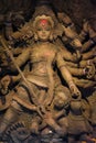 Goddess Durga devi idol decorated at puja pandal in Kolkata, West Bengal, India. Durga Puja is biggest religious festival of