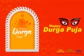 Goddess Durga Face in Happy Durga Puja Subh Navratri Indian religious header banner background Royalty Free Stock Photo