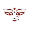 Goddess durga face in happy navratri silhouette style icon
