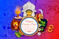 Goddess Durga Face in Happy Durga Puja Subh Navratri background Royalty Free Stock Photo