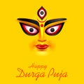 Goddess Durga Face in Happy Durga Puja Subh Navratri Indian religious header banner background Royalty Free Stock Photo