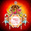 Goddess Durga in Happy Dussehra background with bengali text Durgapujor Shubhechha meaning Happy Durga Puja