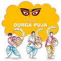 Goddess Durga in Happy Durga Puja Subh Navratri Indian religious header banner background