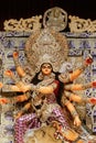 Goddess durga idol in a Pandal. Royalty Free Stock Photo
