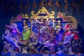 Goddess Durga Idols shot at multi colored light. Royalty Free Stock Photo