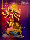 Goddess Durga killing demon Mahishasura for Happy Vijayadashami Dussehra