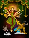 Goddess Durga killing demon Mahishasura for Happy Vijayadashami Dussehra Royalty Free Stock Photo