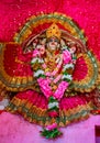 Goddess Durga Statue: Traditional Decor, Uttarakhand Temple, India Royalty Free Stock Photo