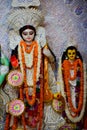 Goddess Durga with traditional look in close up view at a South Kolkata Durga Puja, Durga Puja Idol, A biggest Hindu festival in Royalty Free Stock Photo