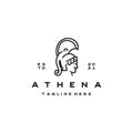 Goddess greek Athena Line art Logo Design template. Elegant, luxury, premium vector