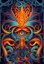 The goddess illustration. Mythology in psychedelic art.