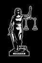 The goddess of justice Themis symbol, logo on a dark background. Vector illustration.