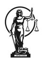 The goddess of justice Themis symbol, logo. Vector illustration.