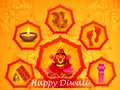 Goddess Lakshmi and Lord Ganesha in Happy Diwali holiday of India