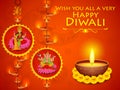 Goddess Lakshmi and Lord Ganesha in Happy Diwali holiday of India