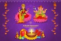 Goddess Lakshmi and Lord Ganesha in Happy Diwali holiday of India