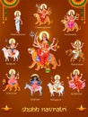 Goddess Navadurga nine Devi for the celebration of Navratri festival Royalty Free Stock Photo