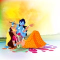 Goddess Radha with Lord Krishna for Holi celebration.