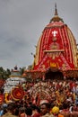 Goddess SubhadraÃ¢â¬â¢s Chariotthe smallest of the chariots canopy color : black and red in Jagannath Rath Yatra puri Orissa Royalty Free Stock Photo