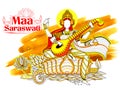 Goddess of Wisdom Saraswati for Vasant Panchami India festival background