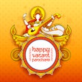 Goddess of Wisdom Saraswati for Vasant Panchami India festival background